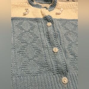 1960’s Vintage Baby Blue and Cream Toddler Button Down Sweater - in great shape!